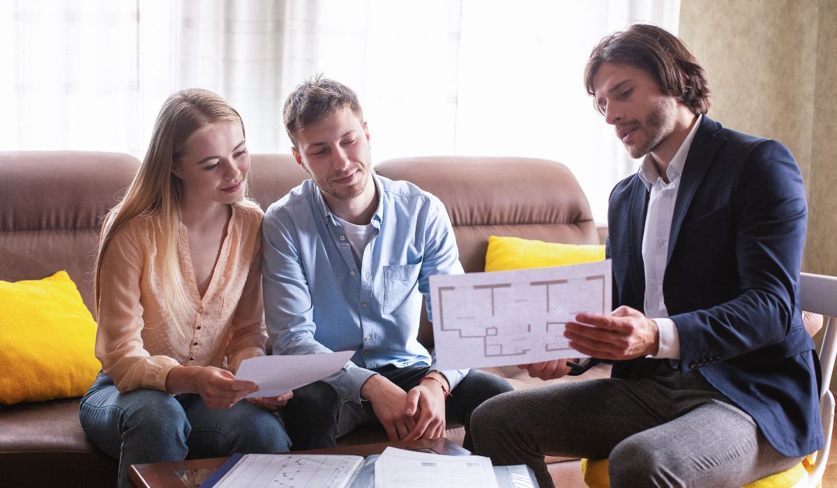 Discussing property management options together.