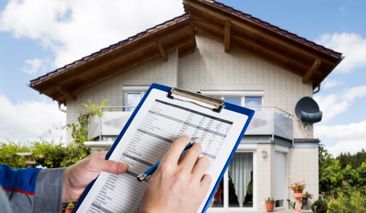 Property inspection with checklist in hand